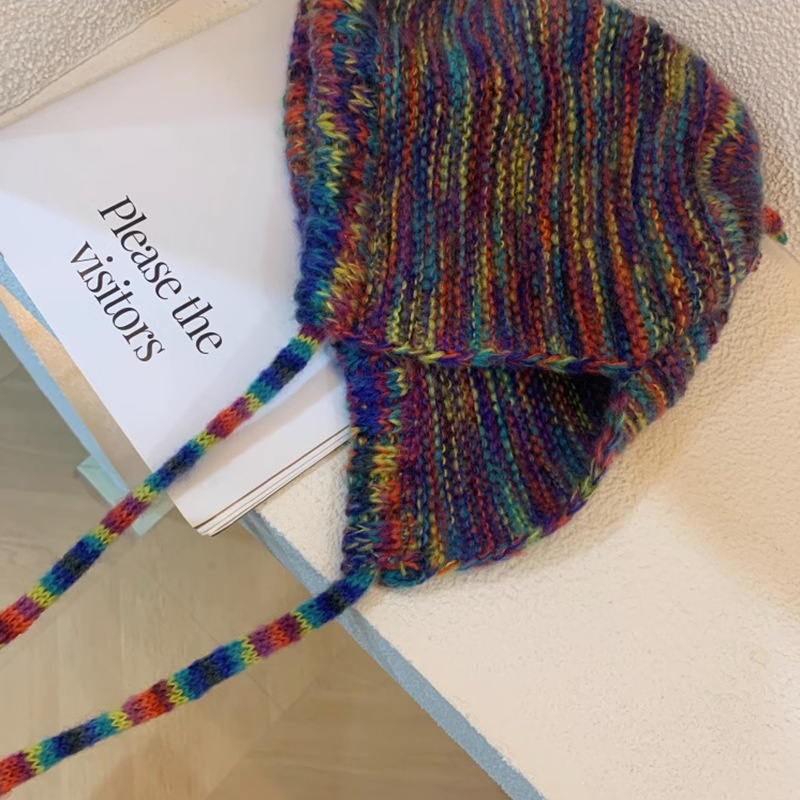 Mũ Len Dệt Kim Nhiều Màu Sắc Giữ Ấm Mùa Đông Cho Nữ