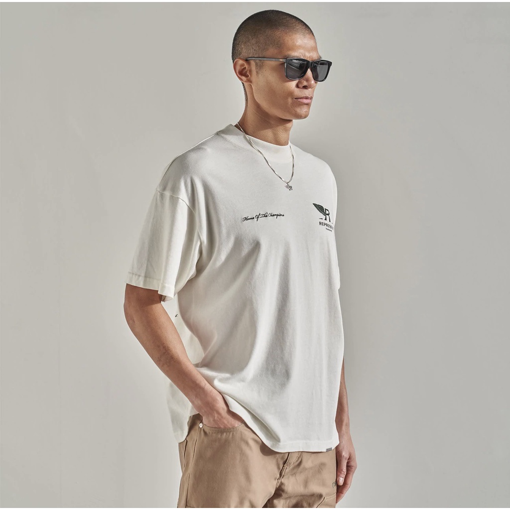 ZSK1 REPRESENT 22ss three-dimensional relief letter wings Vintage retro short sleeve round neck T-shirt for men and women