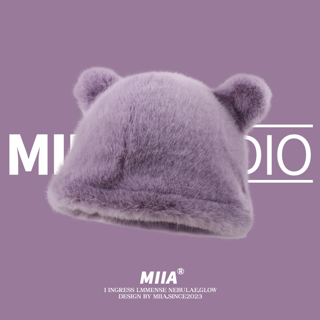 Mũ Tai Gấu Giả Lông Chồn Dễ Thương Giữ Ấm Mùa Thu Đông Cho Nữ