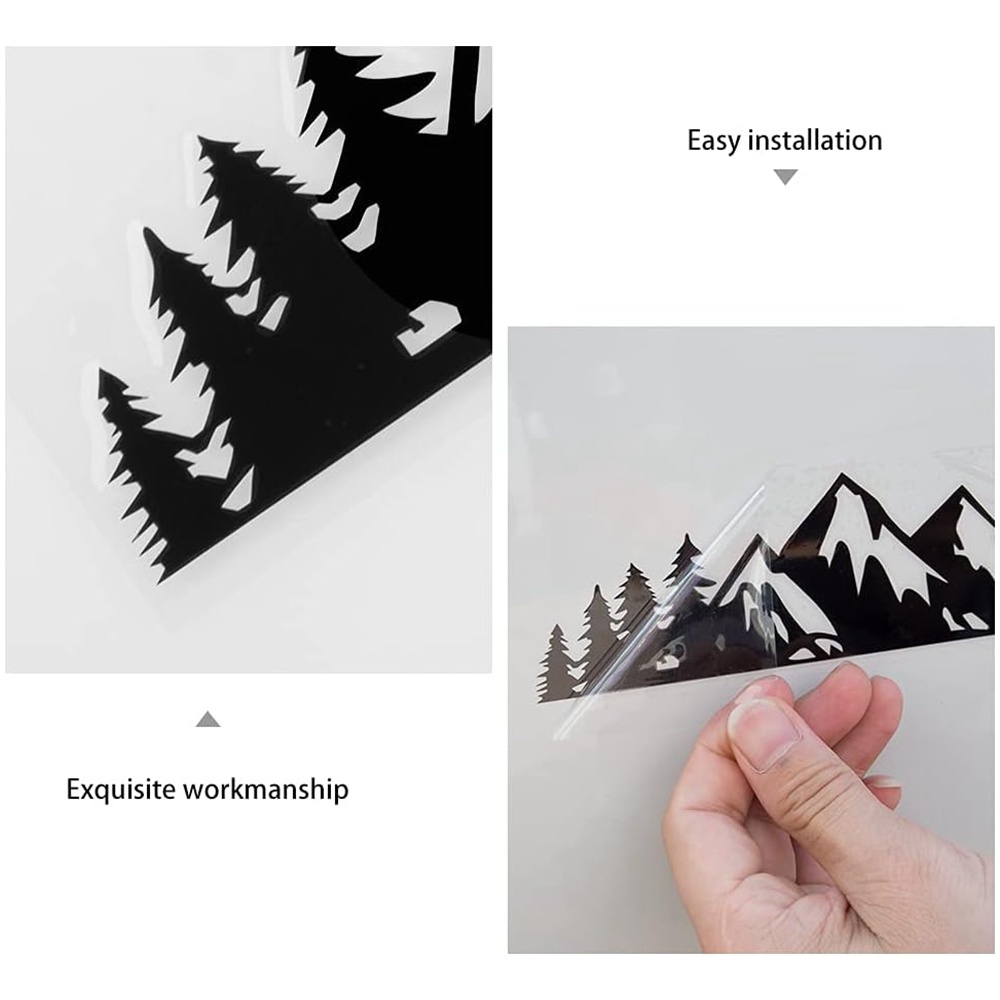 Phụ Kiện Miếng Dán Đề Can vinyl Hình Núi Tuyết / Cây Núi Tuyết Màu Đen Trang Trí Ngoại Thất Xe Hơi
