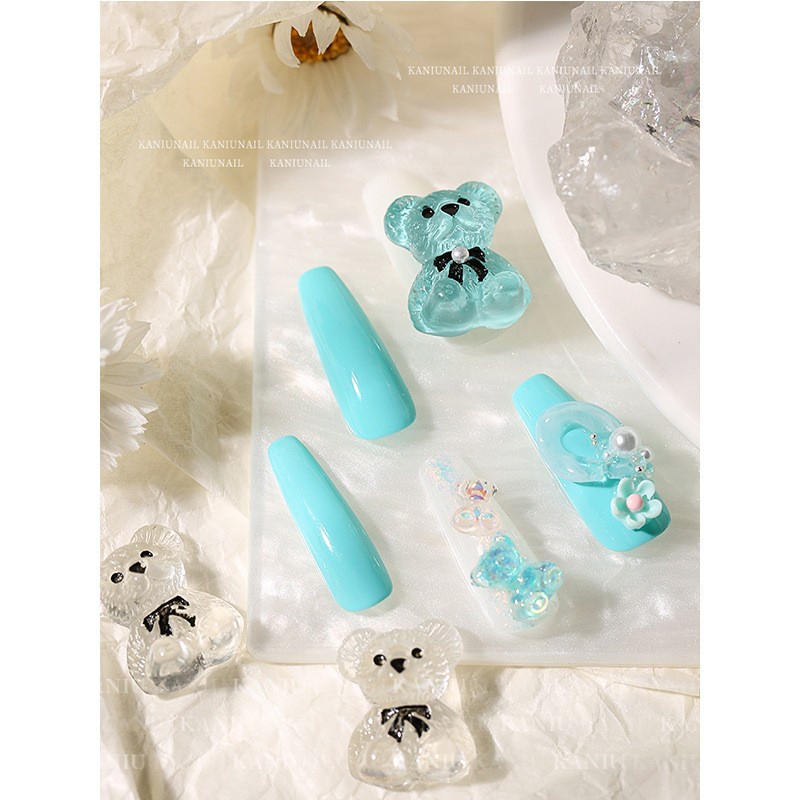 Set 20 Phụ Kiện Trang Trí Móng Tay 3d Hình Gấu Trắng Đen Dễ Thương diy