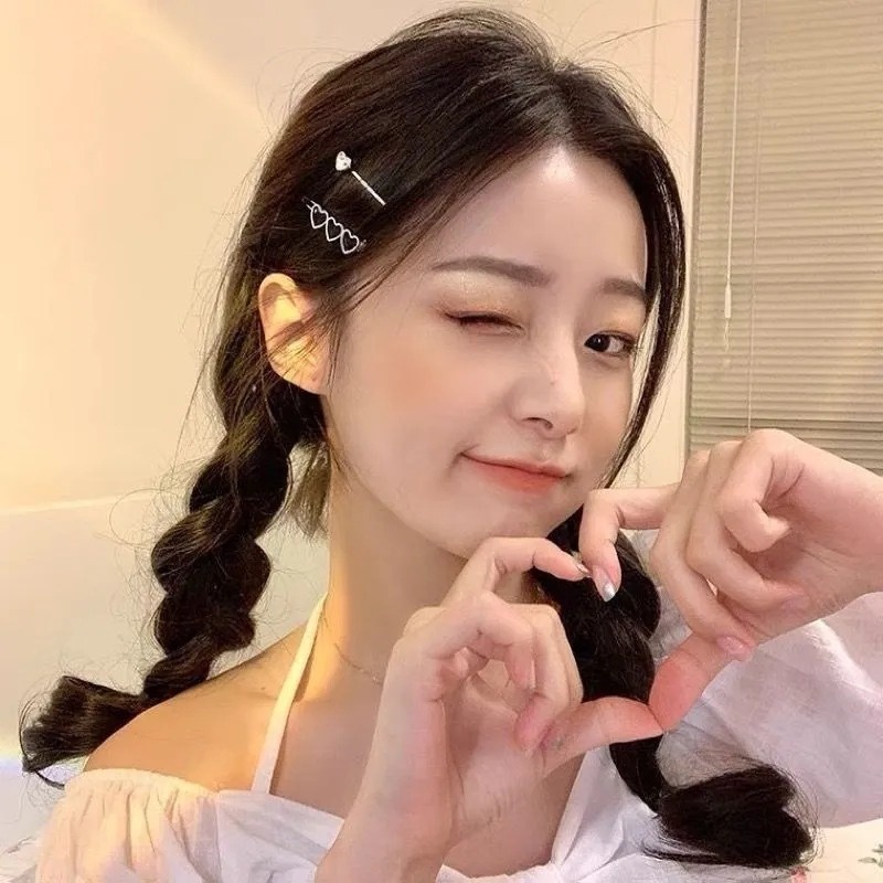 Kẹp Tóc y2k Hình Ngôi Sao / Trái Tim Màu Bạc Thời Trang Cho Nữ