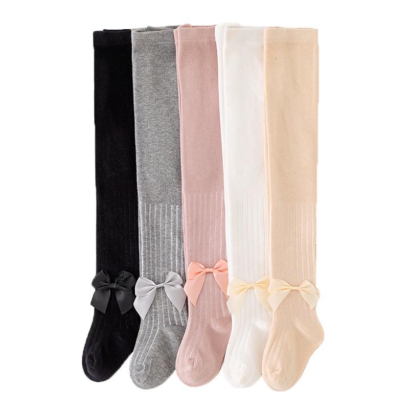Dễ Thương Quần Tất cotton Lưng Cao Đính Nơ Xinh Xắn Cho Bé Gái