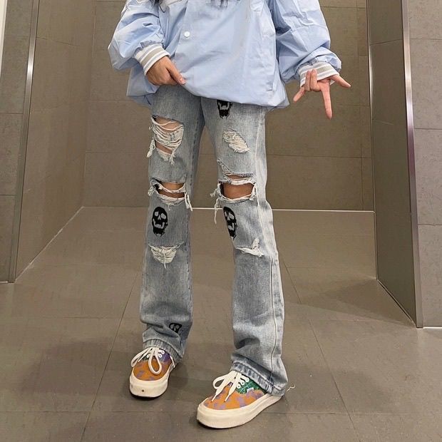 Mới Quần jeans Dài Ống Loe Thời Trang Dành Cho Nữ