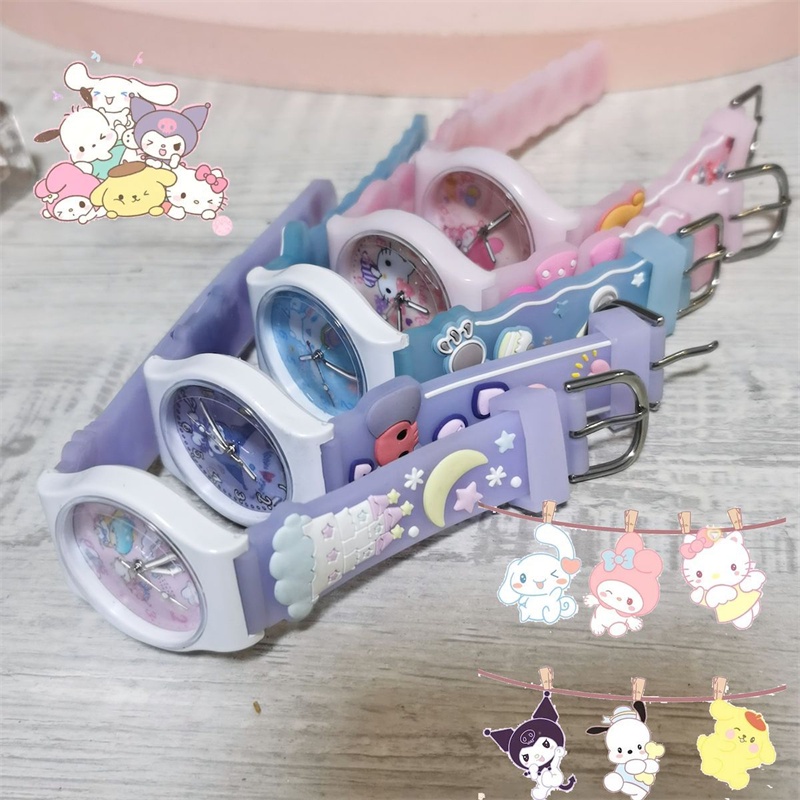 Hoạt Hình Đồng Hồ Điện Tử Hình sanrio kuromi Dạ Quang Chống Thấm Nước Bằng Silicon Cho Bé