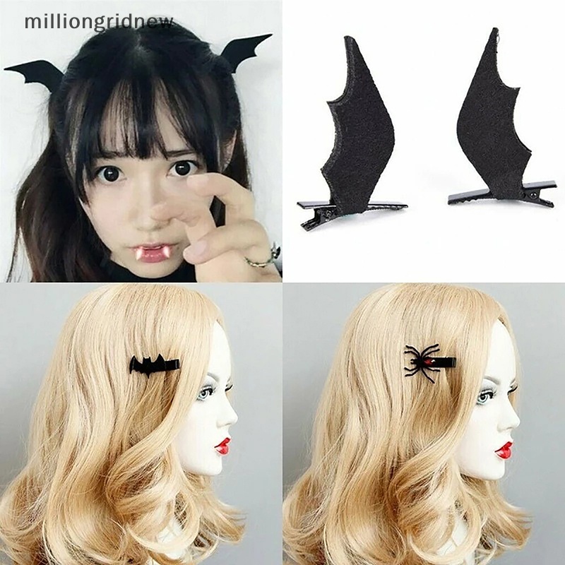 1 Cặp Kẹp Tóc Hình Cánh Dơi Màu Đen Hóa Trang halloween