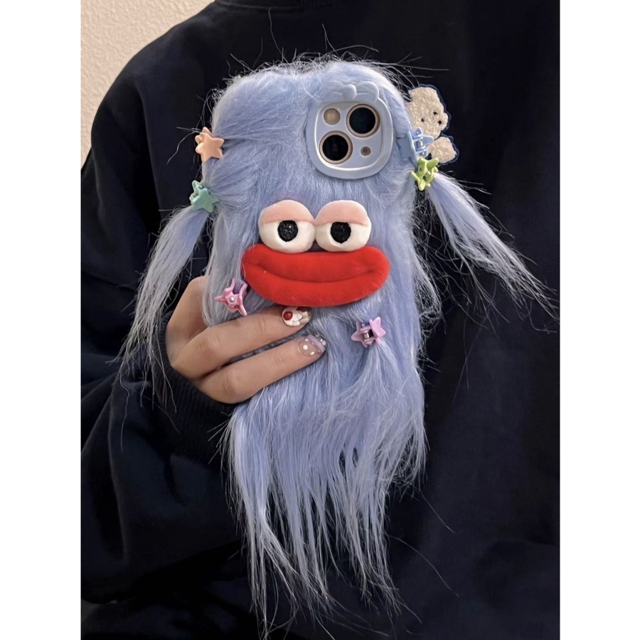 Ốp Điện Thoại Phủ Lông Họa Tiết Quái Vật Dễ Thương Chống Rơi Cho Iphone 14promax 13 11 14pro 13pro 14