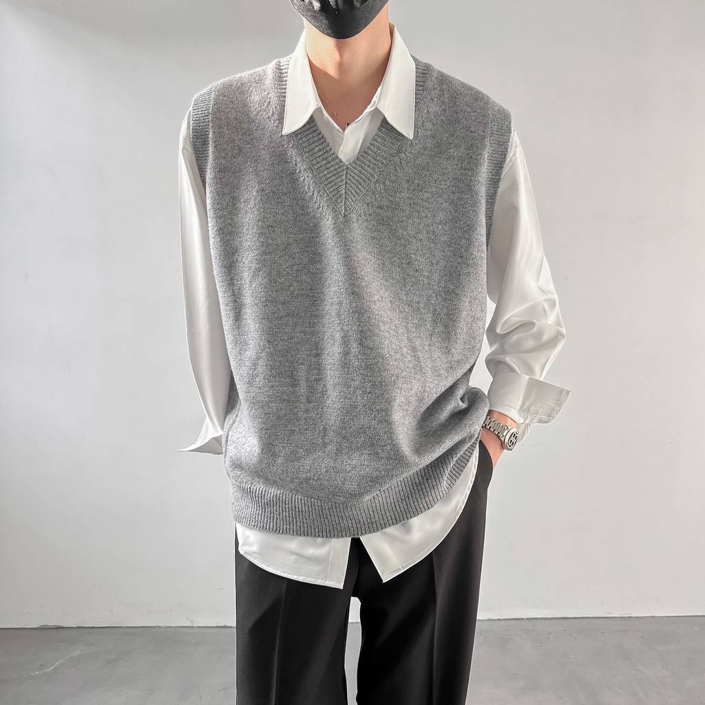 Áo Len Không Tay Cổ Chữ v Thời Trang Cho Nam