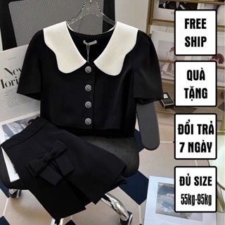 Sét bộ áo cổ gợn sóng chân váy quần xẻ đùi bigsize 60kg-95kg