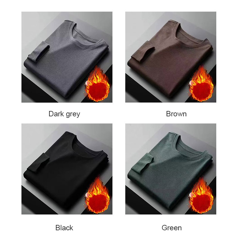 DICHUANGZHE Áo Thun Tay Dài Hai Mặt Lót Nhung Giữ Ấm Thời Trang Thu Đông Cho Nam