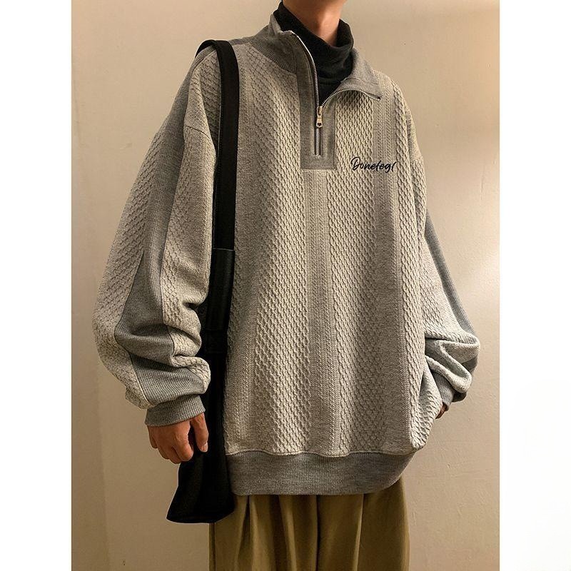 Áo sweater Cổ polo Dáng Rộng Có Khóa Kéo Nửa Thân Thời Trang Thu Đông Cho Nam Và Nữ Meemee