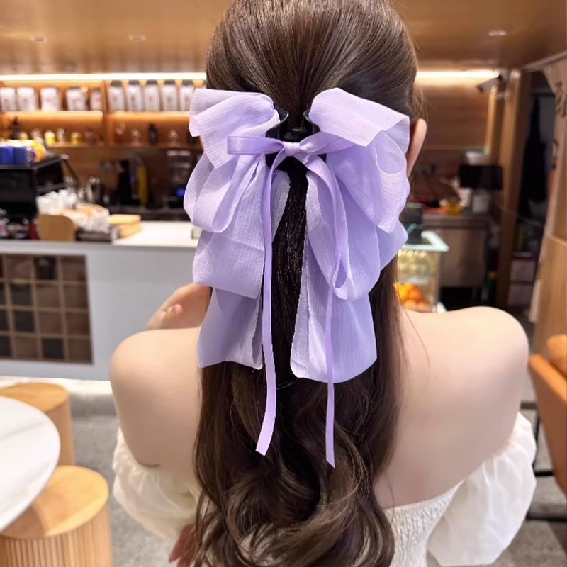Kẹp Tóc Hình Nơ Phối Ruy Băng Xinh Xắn Cho Nữ