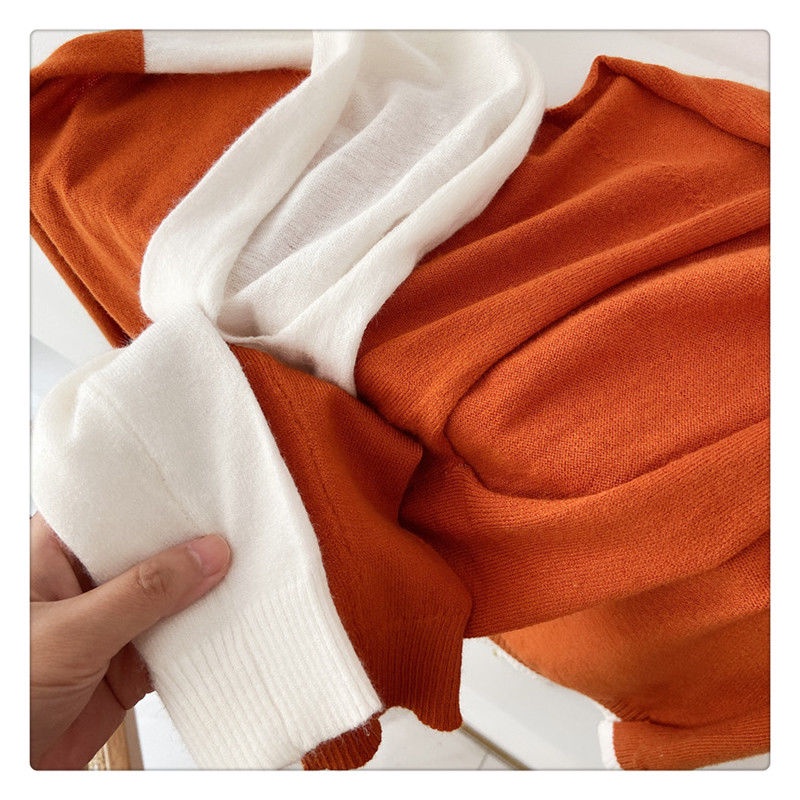 Khăn Choàng Cổ Dệt Kim Nhỏ Phối Màu Trang Trí Dễ Phối Đồ Cho Nữ co