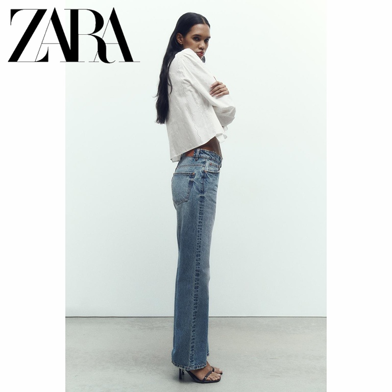 Zara Áo Sơ Mi Trắng Thêu Họa Tiết Thời Trang Mùa Thu Cho Nữ