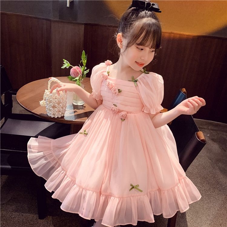 Đầm Công Chúa Tay Phồng Phối Lưới Xinh Xắn Cho Bé Gái