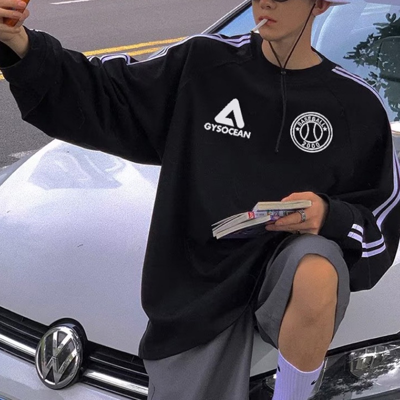 Vunc Áo Sweater Tay Dài Dáng Rộng In Họa Tiết Đường Phố Mỹ Thời Trang Cho Nam