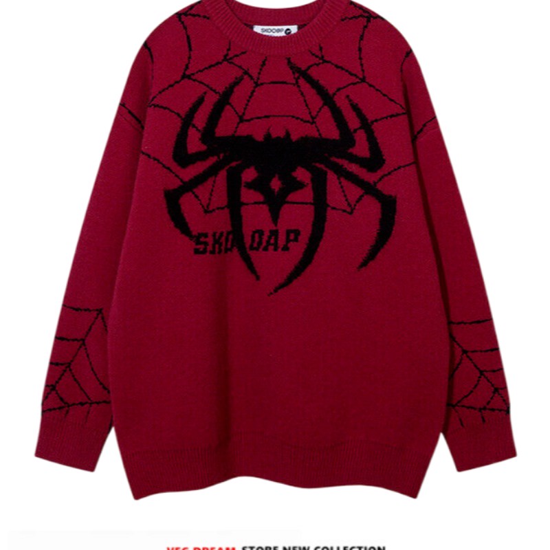 Áo sweater Dệt Kim Tay Dài Cổ Tròn Thêu Hình Người Nhện Thời Trang Thu Đông Cho Nam Và Nữ