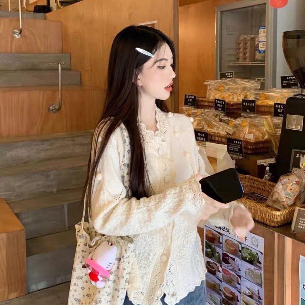 Áo Len Hàn dệt kim hoạ tiết hạt len nổi Vivienne