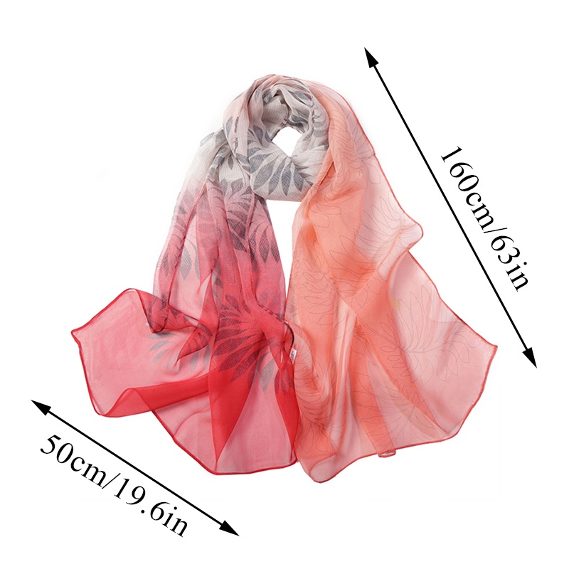 1 Khăn Choàng chiffon Mềm In Họa Tiết Hoa Lá Màu gradient 160 * 50cm