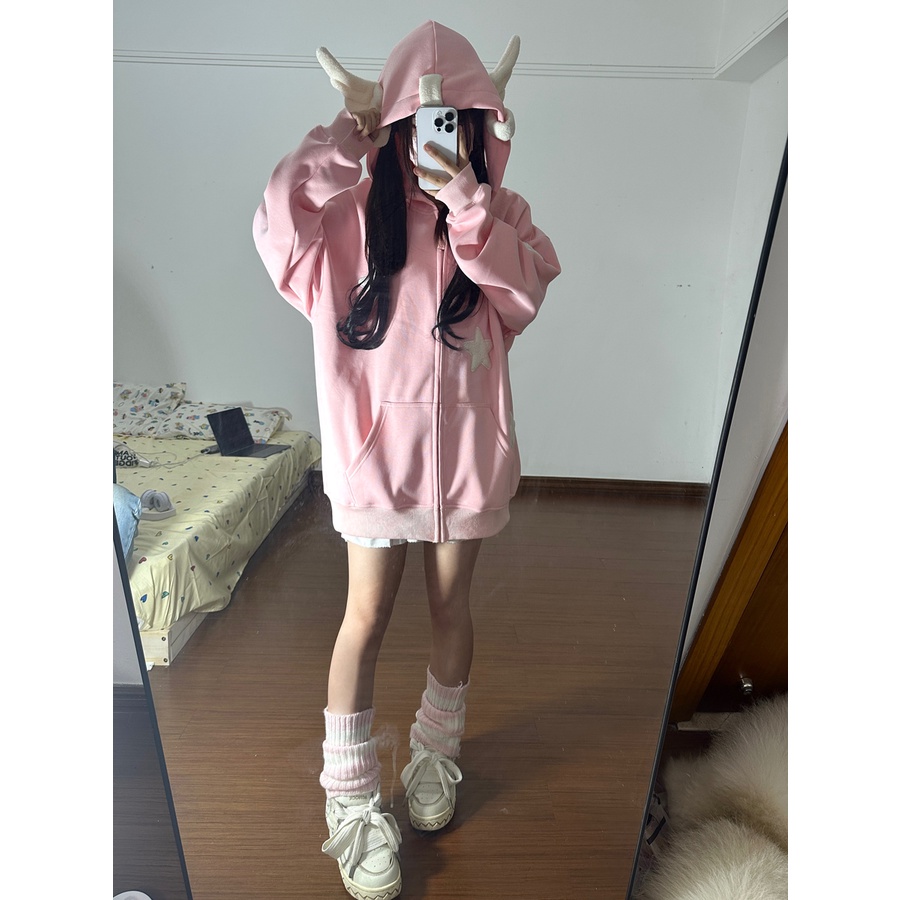 HUIZUMEI Áo Hoodie In Hình Quái Vật Ngộ Nghĩnh Cho Nữ | BigBuy360 - bigbuy360.vn