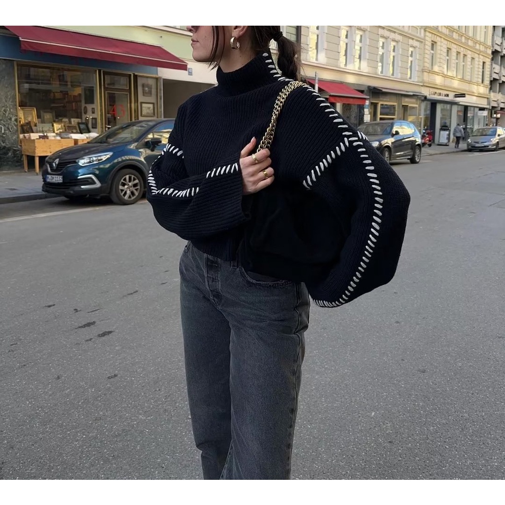 Áo sweater Mùa Thu Hai Dây Phong Cách Mới Kiểu Lười Cho Nữ