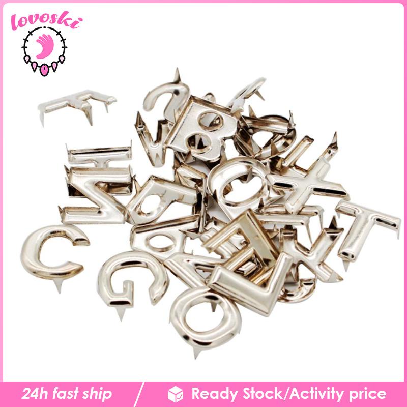 Set 26 Đinh Tán Kim Loại Hình Chữ Cái Dùng Để Trang Trí Đồ Da / Mũ / Túi Xách