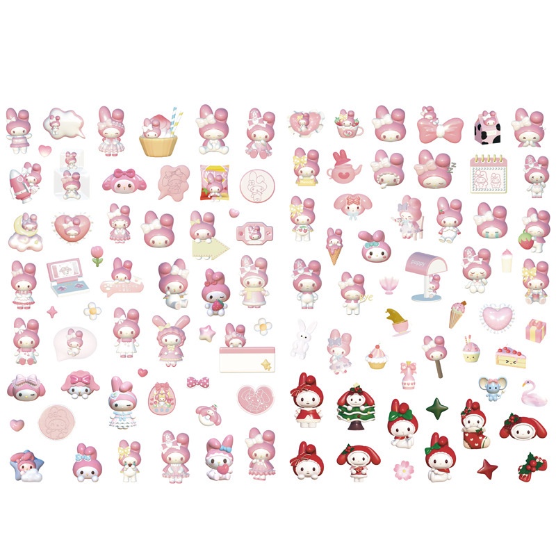 Hoạt Hình Nhãn Dán Giấy 3D Hình sanrio kuromi melody Cinnamoroll