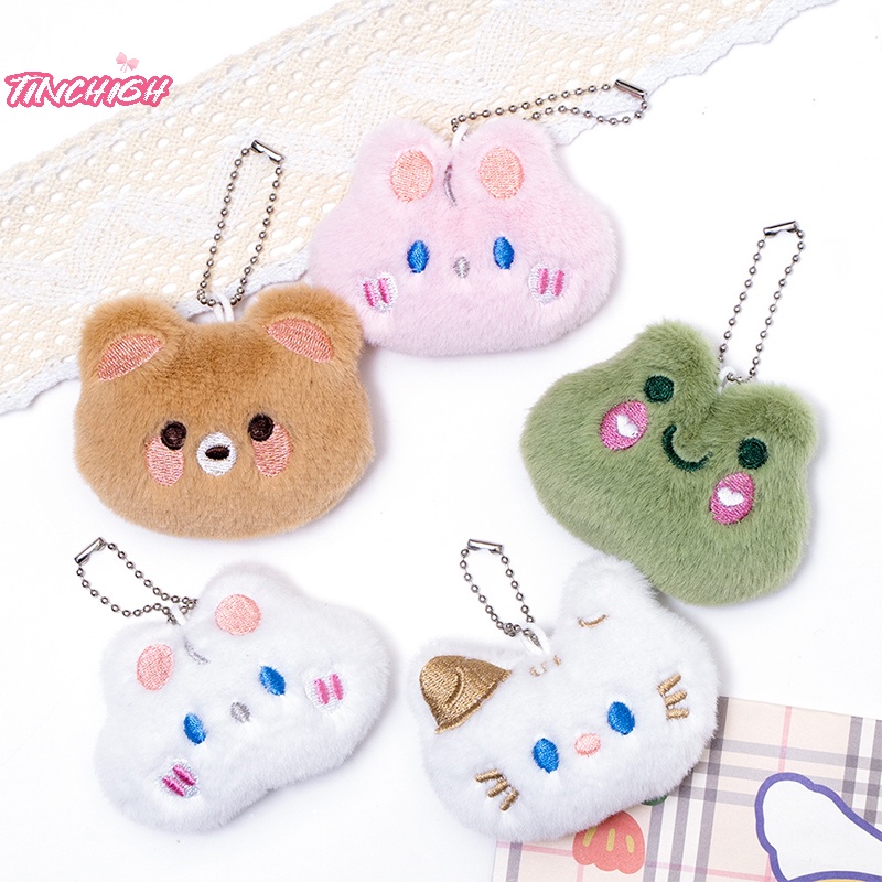 Móc Khóa Hình Thú Nhồi Bông Thỏ / Mèo / Ếch Dễ Thương Phụ Kiện Chìa Khóa Xe Hơi