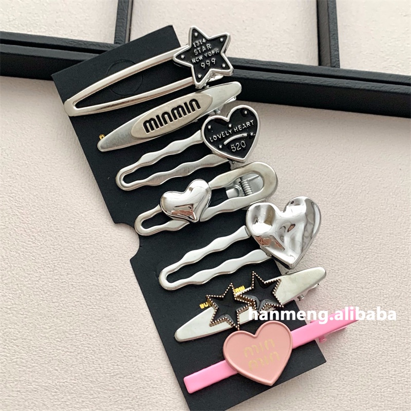 Set 7 Kẹp Tóc Hình Trái Tim / Chữ Cái