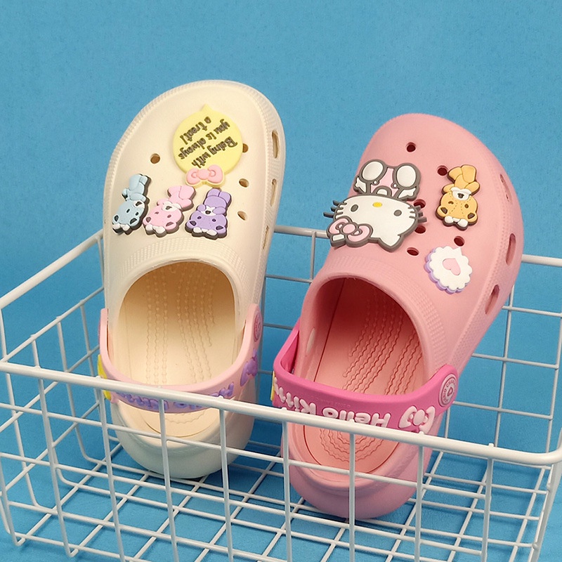 Hellokitty Xăng đan Nhựa eva Đế Dày Họa Tiết Hello Kitty Thời Trang Đi Biển Mùa Hè Cho Bé