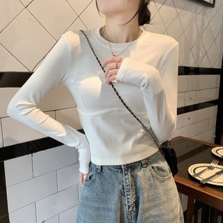 CCVN Áo Thun Tay Dài Dáng Ôm Phong Cách Hàn Quốc Thời Trang Mùa Thu Cho Nữ