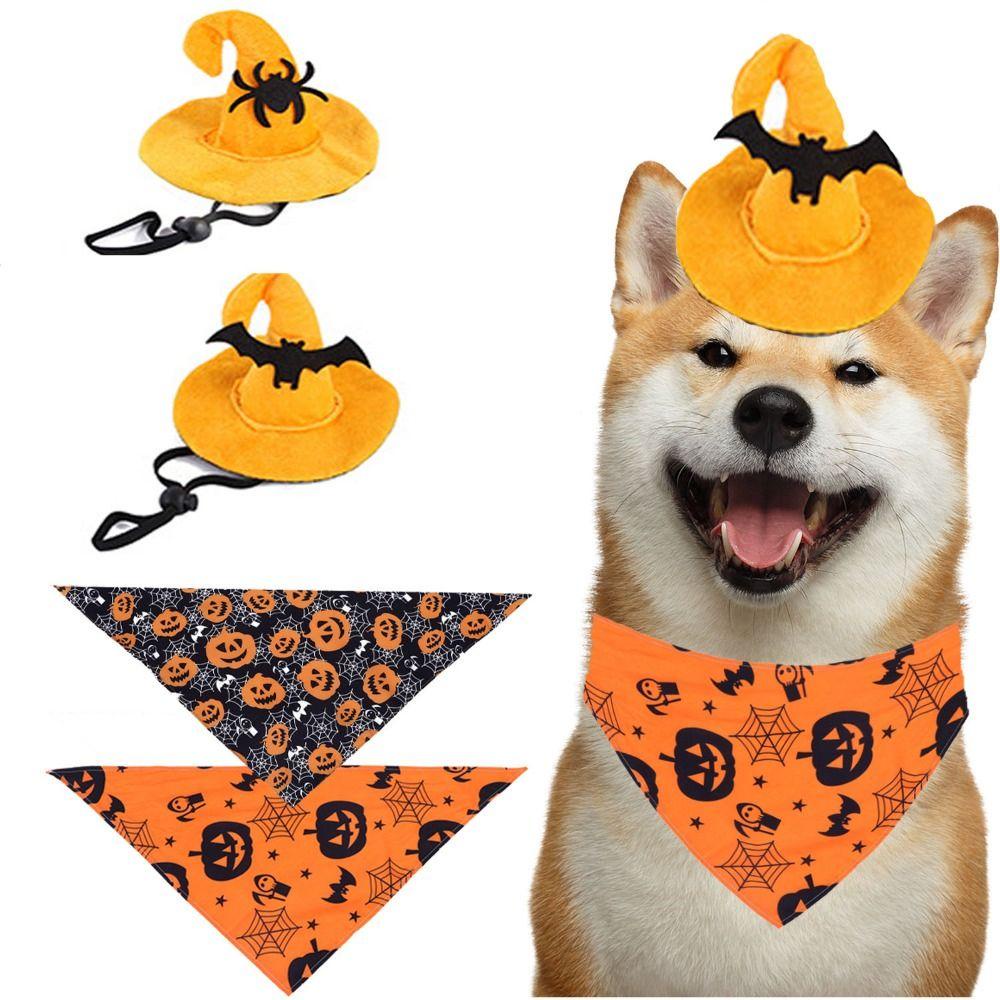 Bluevelvet Bộ Mũ Hóa Trang Phù Thủy Dơi / Nhện Bằng polyester Màu Vàng Vui Nhộn Có Thể Điều Chỉnh Cho Thú Cưng