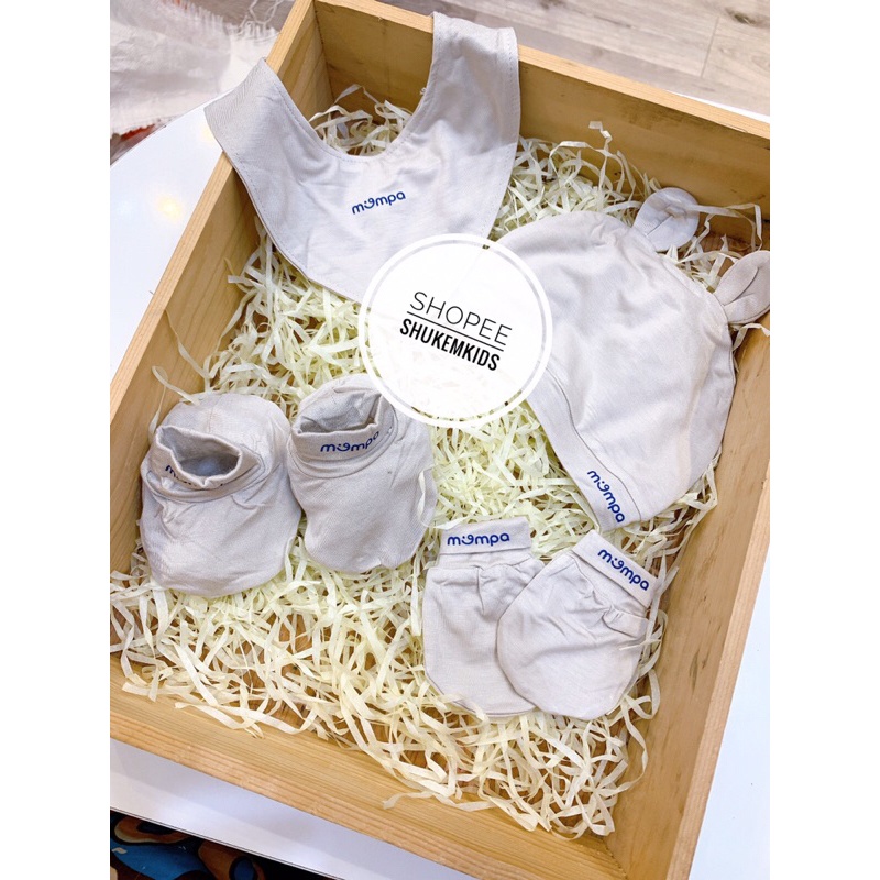 Mompa - Set bao tay chân mũ yếm sơ sinh cho bé