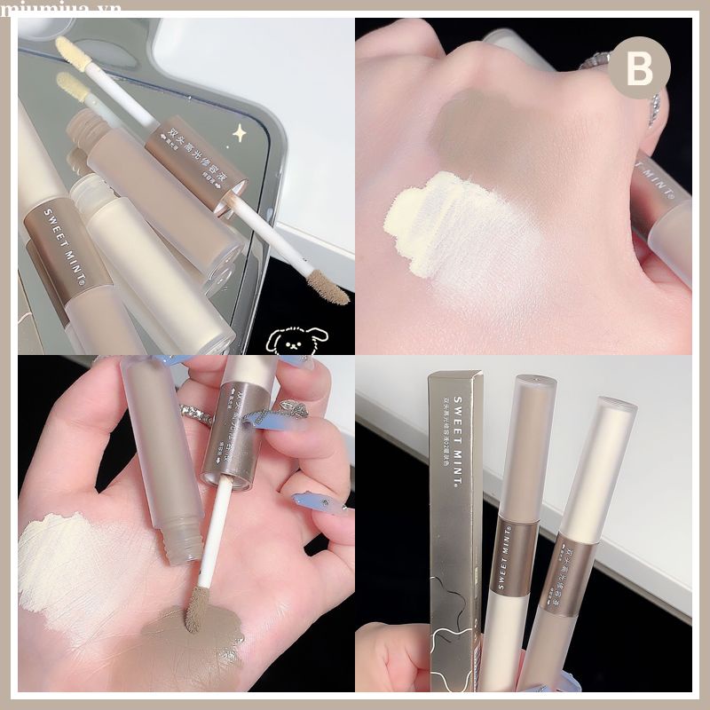 Miumiua🔮SWEET MINT® Kem Tạo Khối Dạng Lỏng Hai Đầu Trang Điểm Tự Nhiên Lâu Trôi Không Nhòe