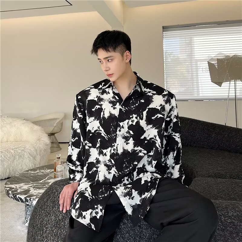 Aokang Áo Sơ Mi Dài Tay In Họa Tiết Phong Cách Hàn Quốc Thời Trang Cao Cấp Cho Nam