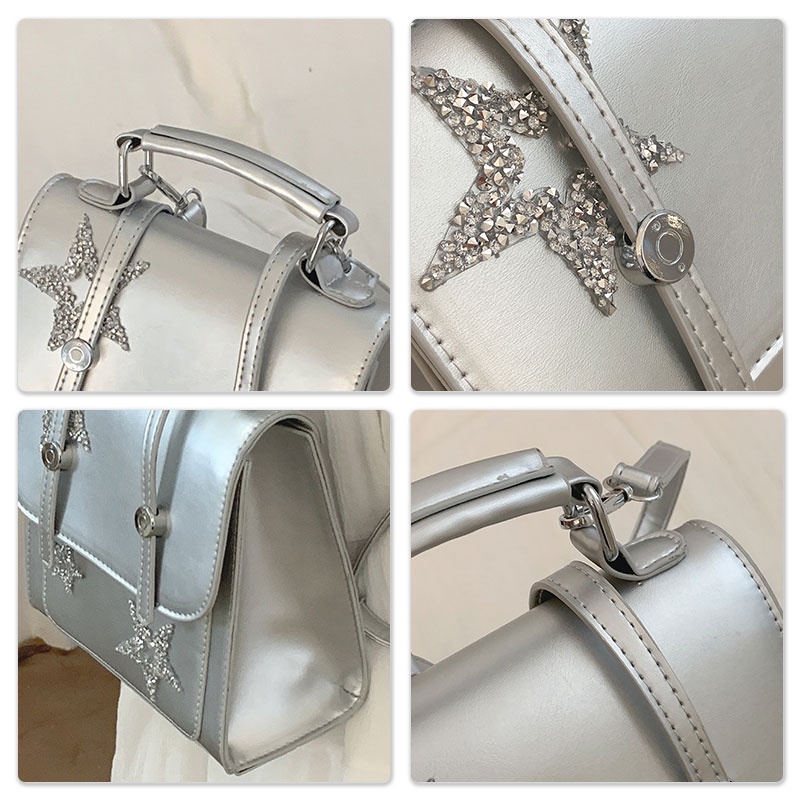 Ba Lô Học Sinh Màu Bạc Họa Tiết Ngôi Sao Lấp Lánh