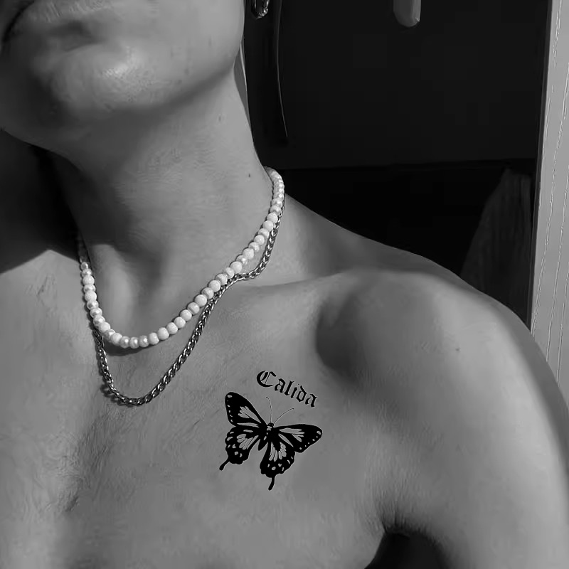 Roselife Hình Xăm Dán Tạm Thời Hình Bướm Đen Chống Nước Cho Nam Nữ