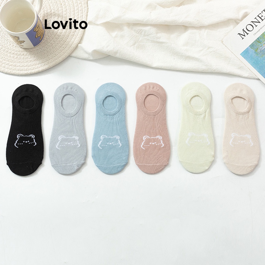 Lovito Tất cơ bản trơn thông thường cho nữ LNA27263