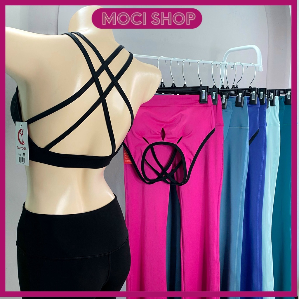 Set yoga loe, đồ tập yoga , đồ tập gym, quần ống loe siêu hách dáng "Moci Shop"