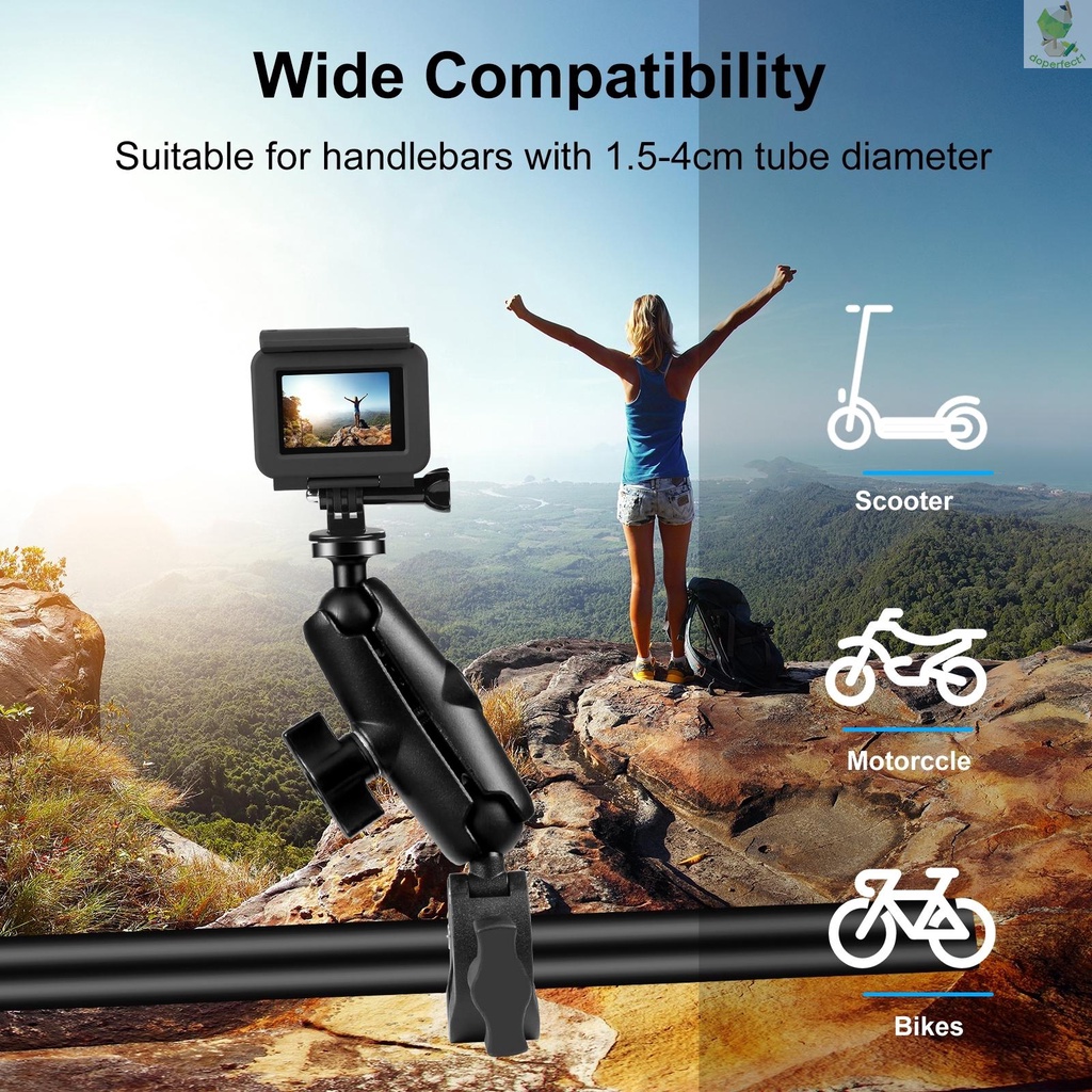 Kẹp Gắn Tay Lái Xe Máy puluz pu909b Hai Đầu Xoay 360 Độ° Đầu Bi Xoay Kèm Ốc Vít 1 / 4 inch Dành Cho camera Hành Trình Come-9.7