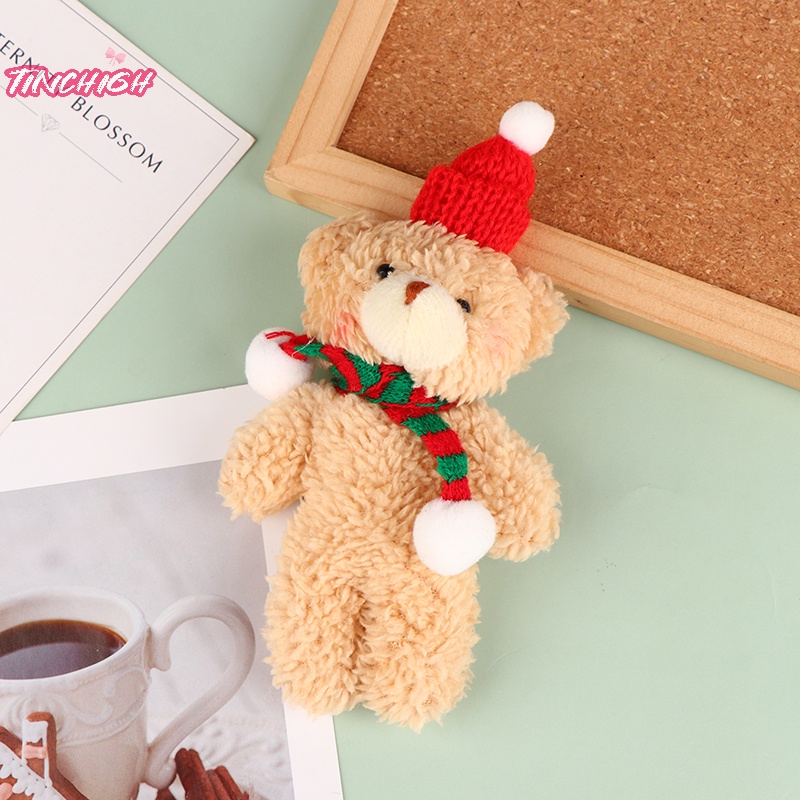 Móc Khóa Gấu Bông Giáng Sinh Dễ Thương Dệt Kim Mũ Khăn Choàng Dài Trang Trí Ba Lô