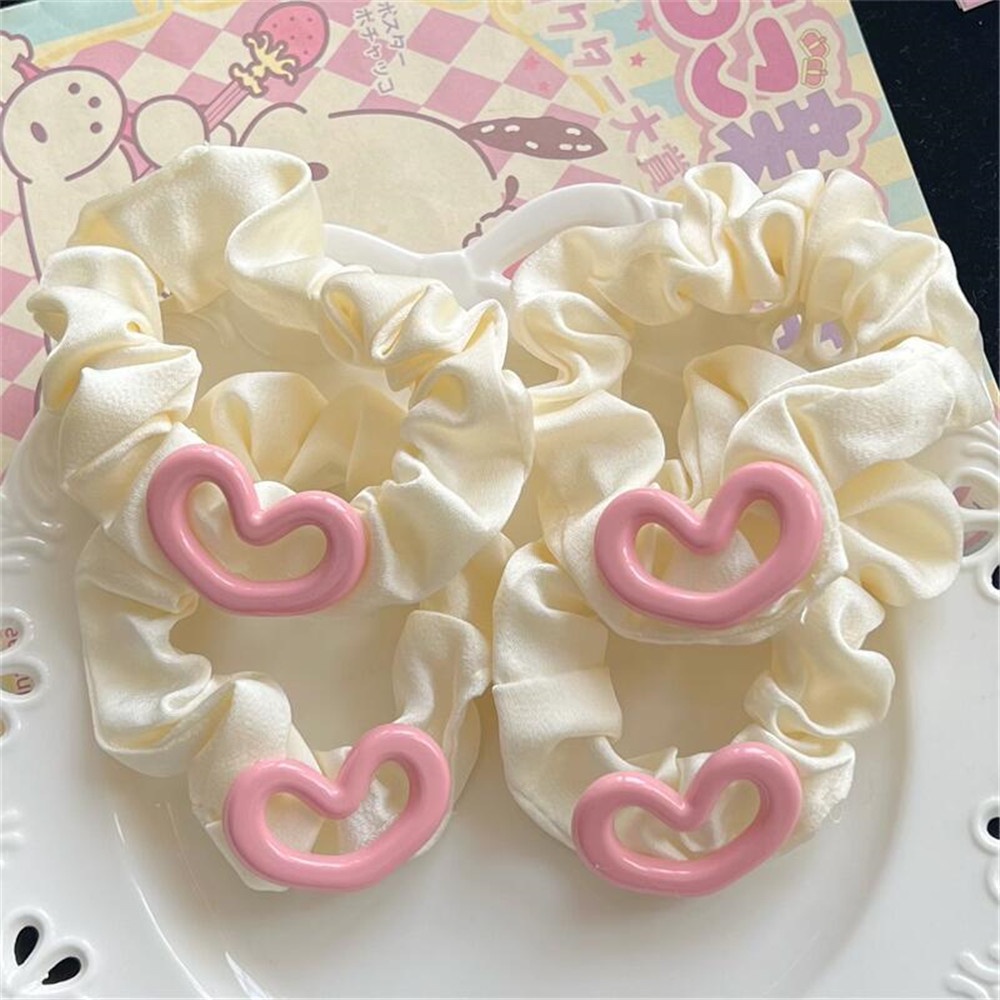 Dây Buộc Tóc Hình Bánh donut Trái Tim Màu Hồng Dễ Thương Cho Nữ