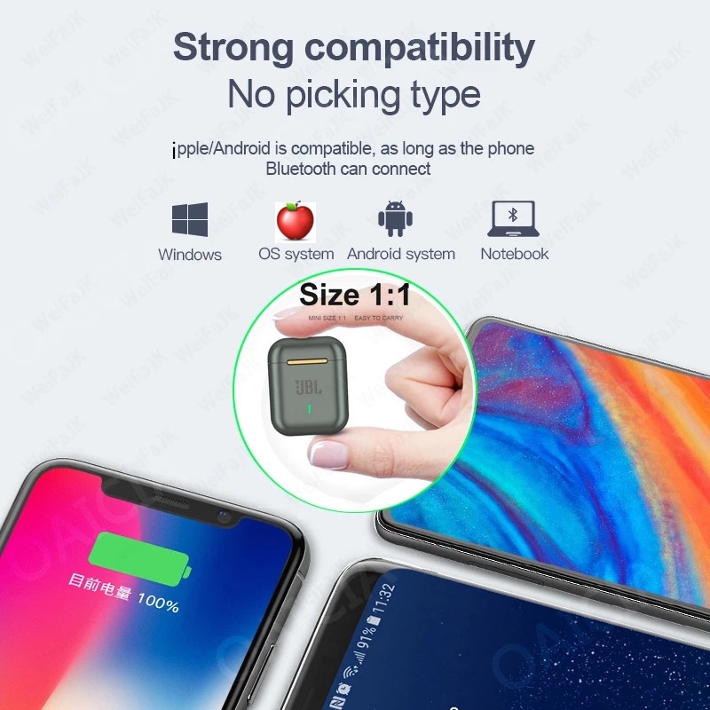 Jbl Set Tai Nghe bluetooth Không Dây Chống Thấm Nước j18 tws