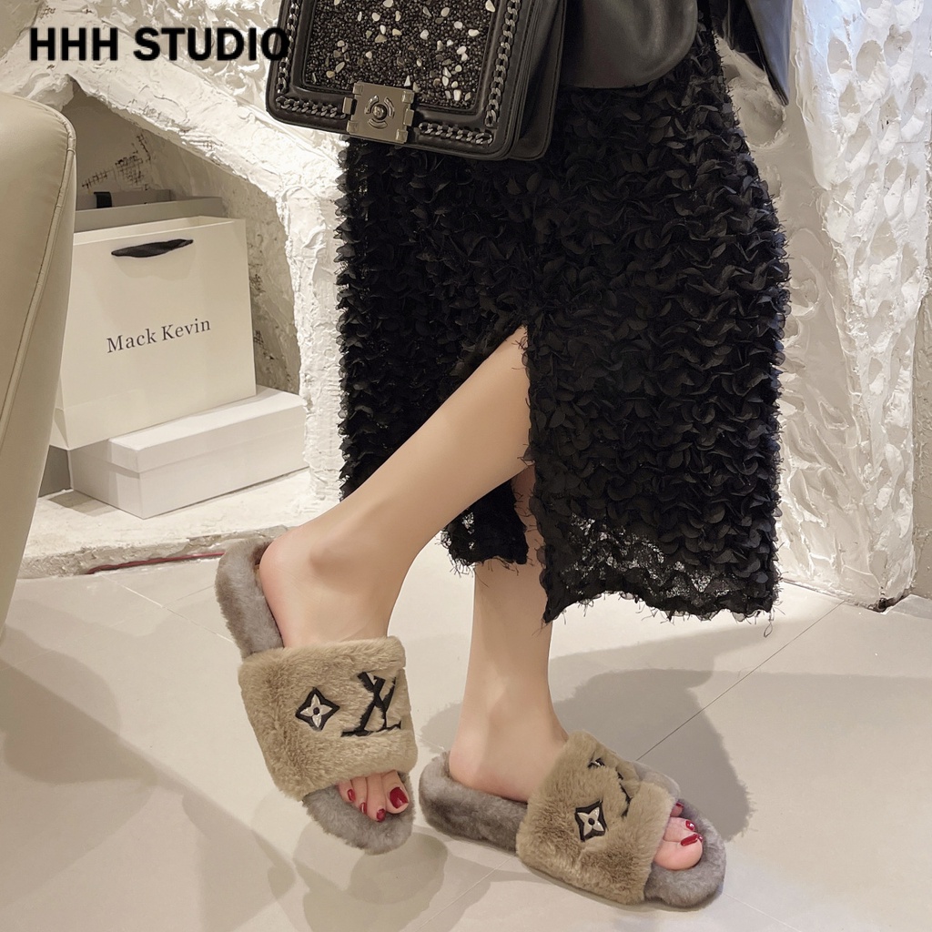 HHH Dép bông Dép Lông nữ dép bánh mì nữ đi trong nhà ĐẾ CAO SU  L V Tiện lợi Nhẹ Tinh tế Mềm mại FMR23936NO39Z230926