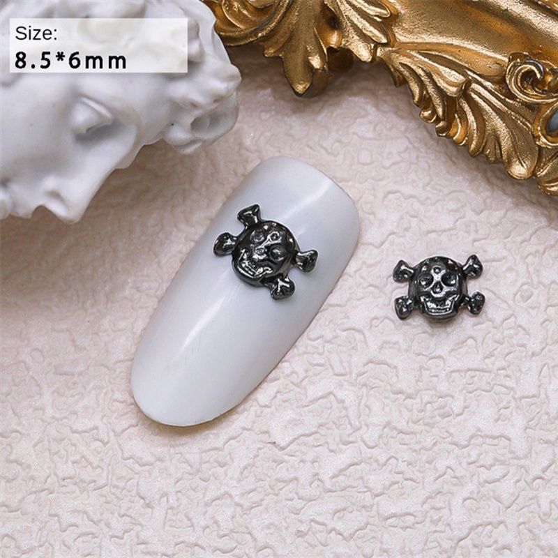 Bộ Xương Móng Tay Màu Đen Đính Kim Cương Giả Dùng Trang Trí Tiệc halloween