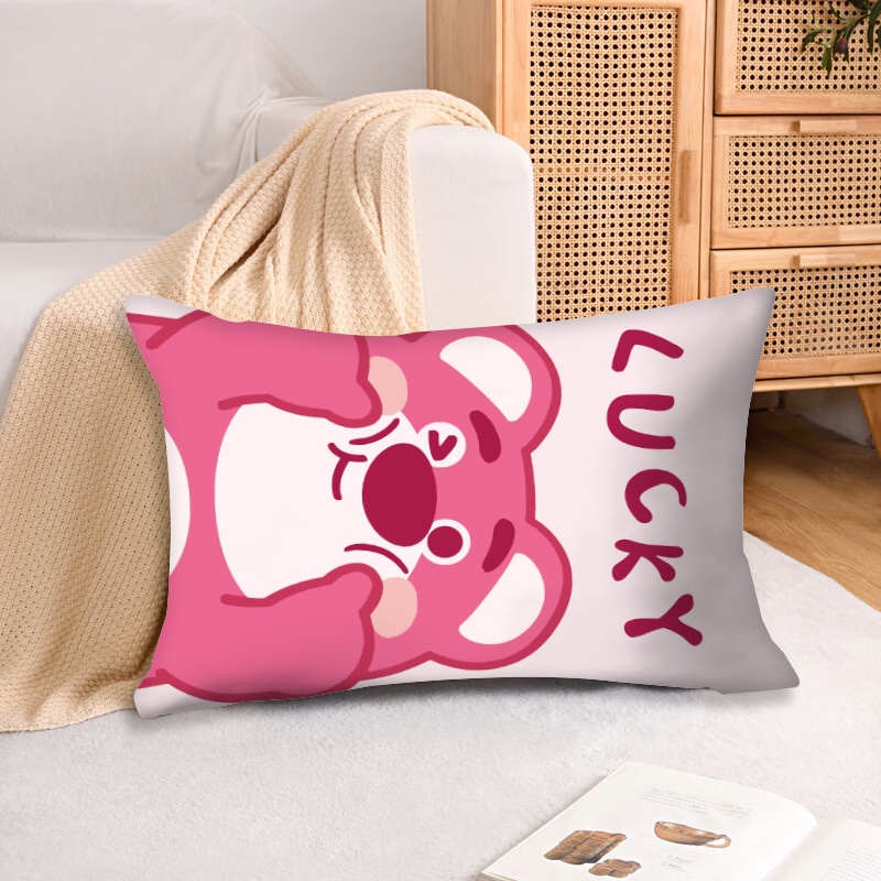 Lotso Vỏ Gối polyester Một Mặt In Họa Tiết Gấu Dâu Tây Trang Trí Nhà Cửa