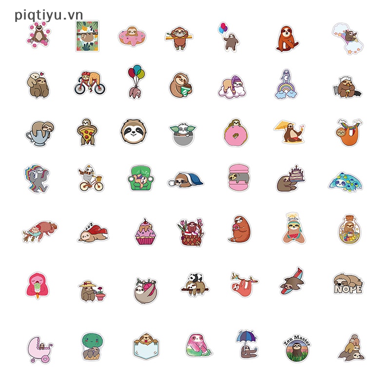 Pp Set 100 sticker Hình Con Lười Dễ Thương Dùng Để Trang Trí Bình Nước / Ván Trượt vn