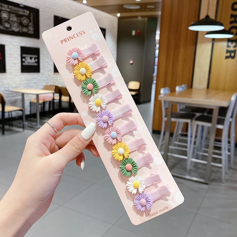 Set 10 Kẹp Tóc Hình Hoa /Trái Cây Xinh Xắn Cho Bé Gái