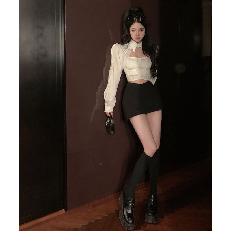 Áo Sơ Mi Ngắn Tay Dài Dáng Ôm Phong Cách Hàn Quốc Thời Trang Mùa Xuân Mới 2022