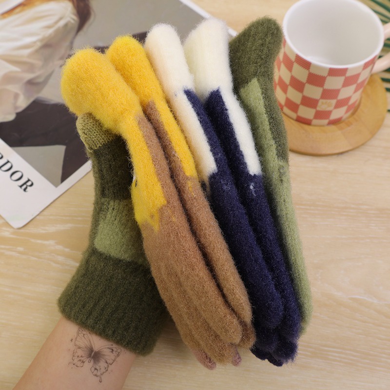 Hoạt Hình Găng Tay Len Lông Xù Dày Dặn Giữ Ấm Có Thể Chạm Màn Hình Cảm Ứng Thời Trang Thu Đông Dành Cho Nữ